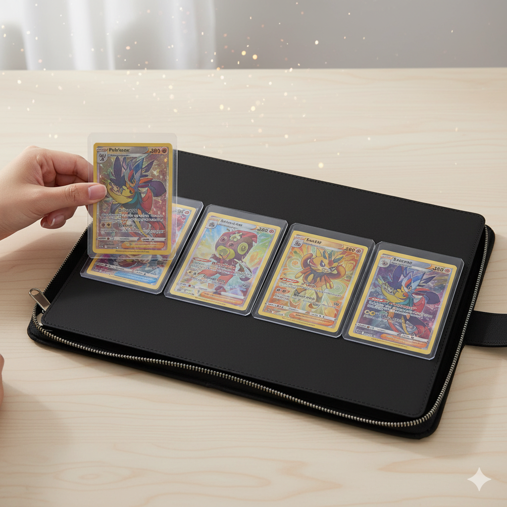 pokemon card binder toploader FunGuys 252 Capacity Trading Storage Binder, Zippered Side-Loading Album with 9-Pocket Layout for TCG, Yu-Gi-Oh!, MTG : Toys & Games resistant exterior to protect your cards from spills Premium Toploader Album Hold 112