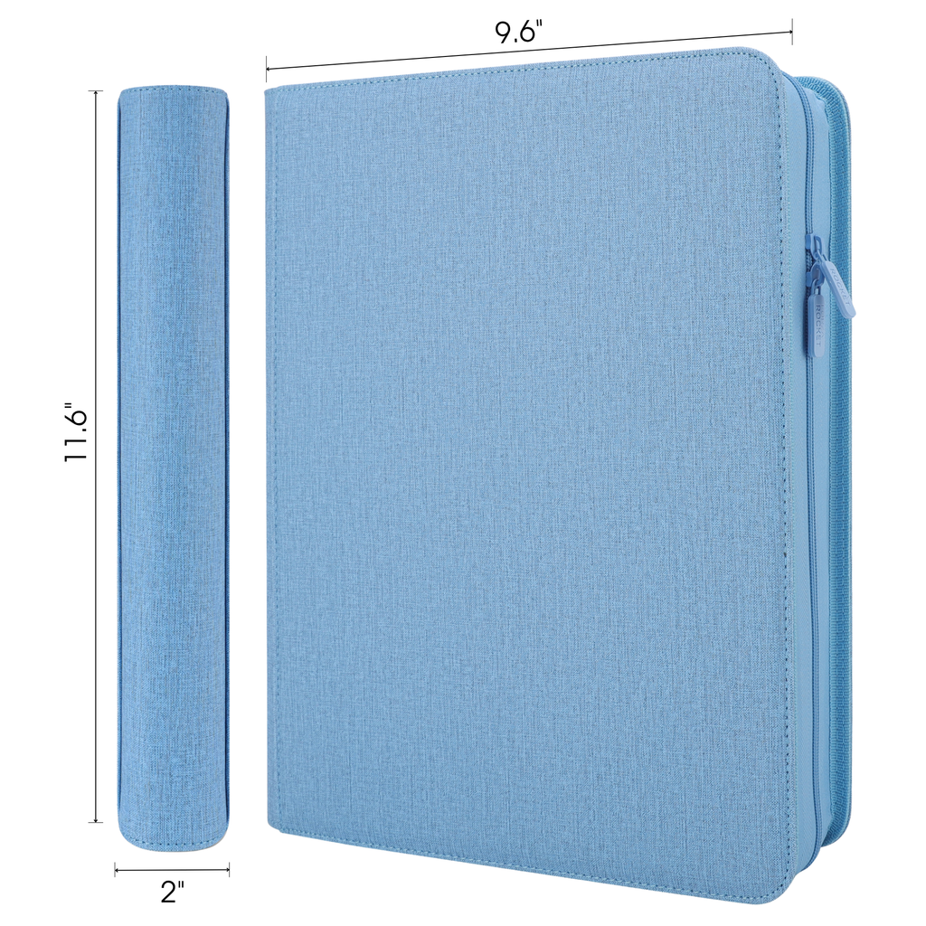 light blue card binder GEAoffice 4 Pocket - Small Size Trading Collection Album Folder - 160 Side Loading Pocket Binder for TCG, MTG, Sports&Game Cards Almencla Trading Card Carrying Binder Card Books Single Zip Mesh Binder Pencil