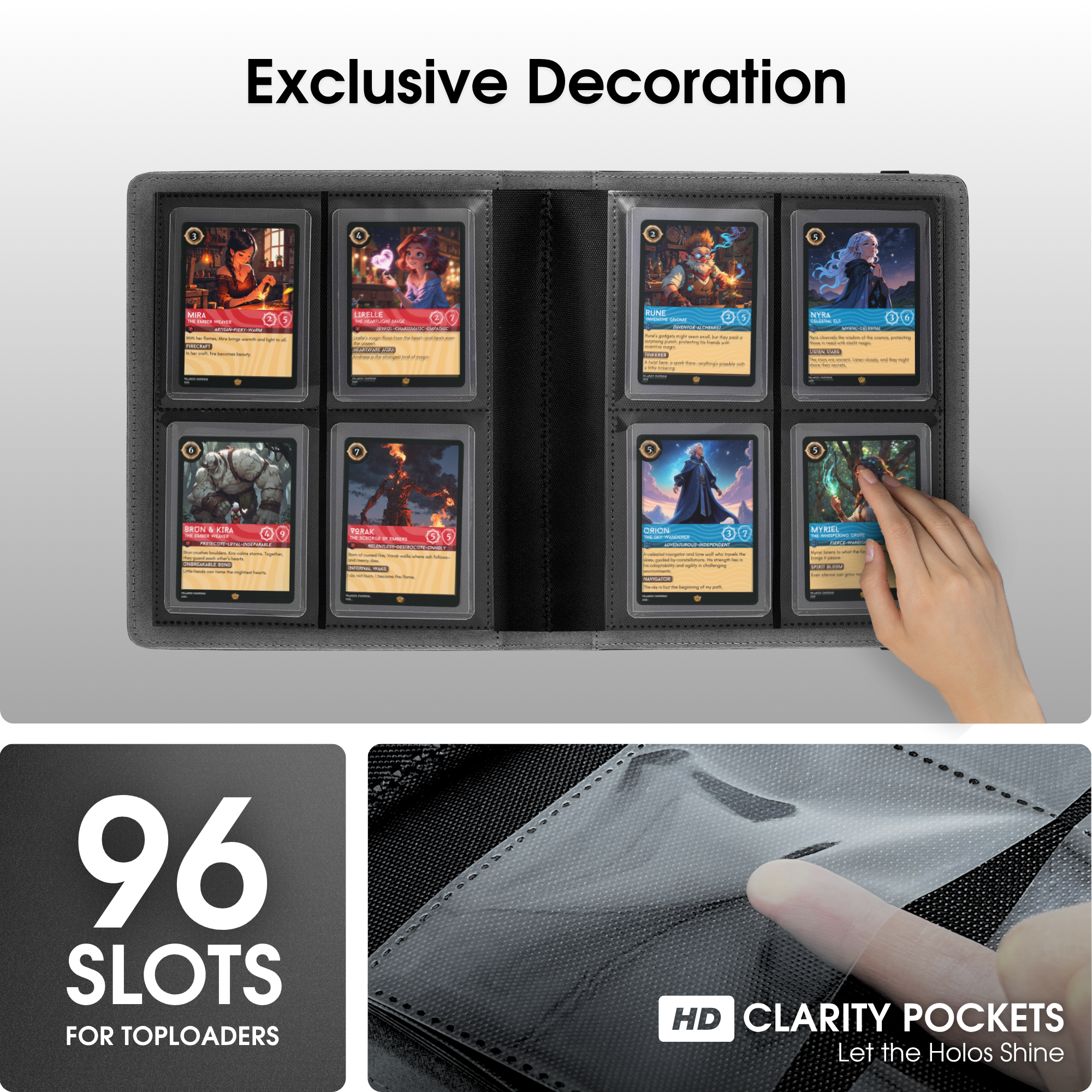 Toploader Binder 96 Slots | 4-Pocket Card Binder | Compatible with Pokemon, MTG, Yugioh, Lorcana & Sports Cards (Black)